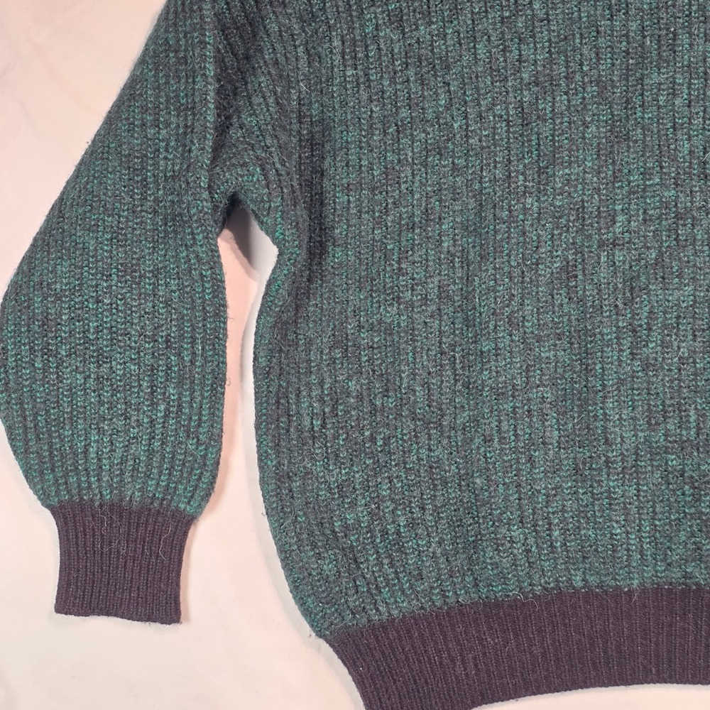 Abi Mode Boutique Paris Vtg Wool Alpaca Blend Sweater Green Geometric Italy M - Picture 14 of 16